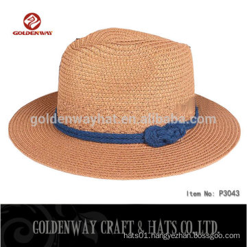 Wholesale paper straw Panama hat with Lace